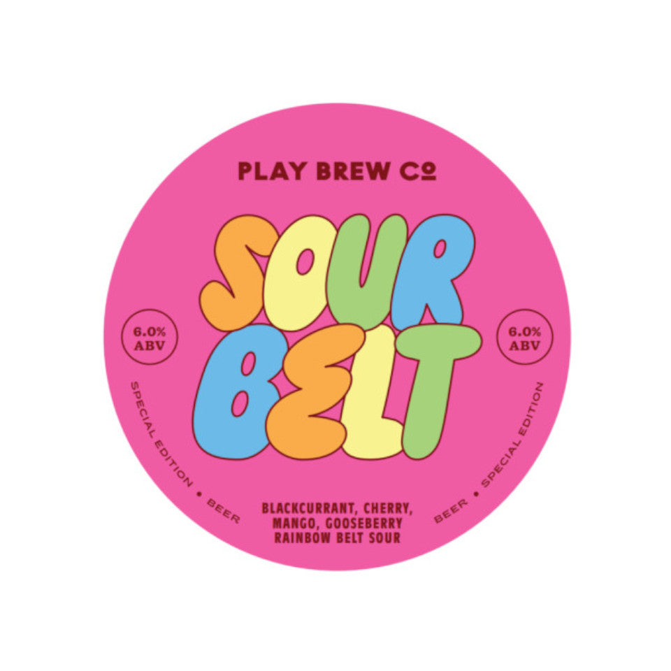 Play Brew Co, Sour Belt, Blackcurrant, Cherry, Mango & Gooseberry Rainbow Belt Sour, 6.0%, 440ml